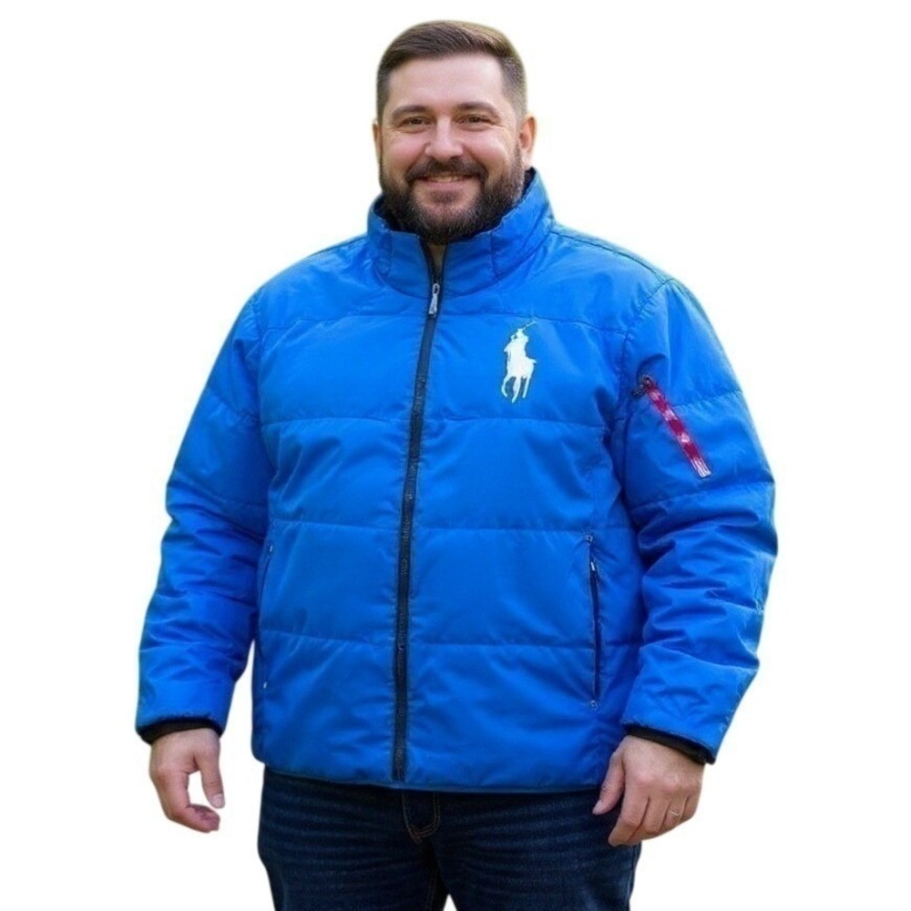 Polo Ralph Lauren Jacket Mens 2XLT Royal Blue Big Pony Down Puffer Red Zip Nwot